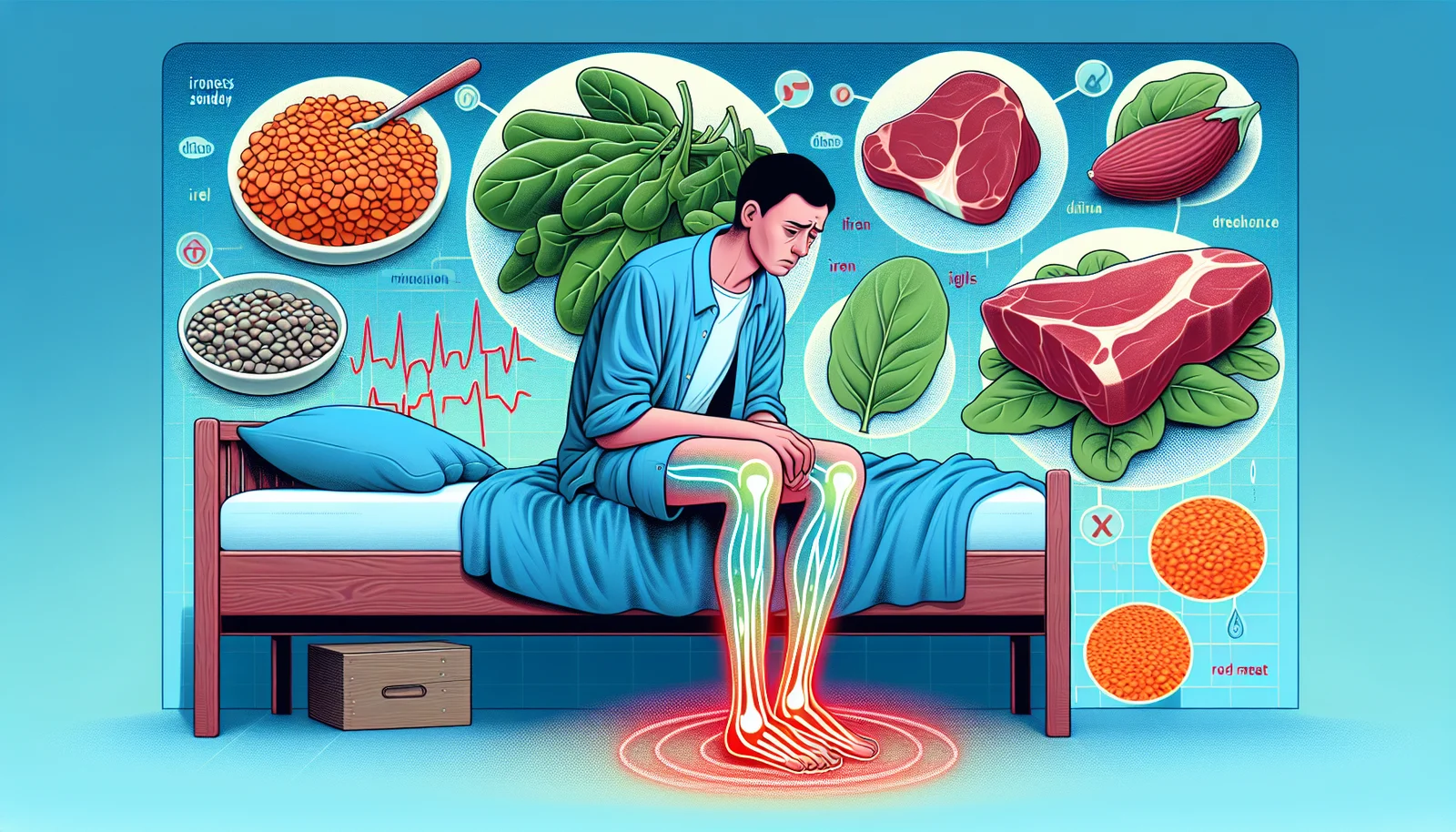 Darstellung des Zusammenhangs zwischen Eisenmangel und dem Restless Legs Syndrom.