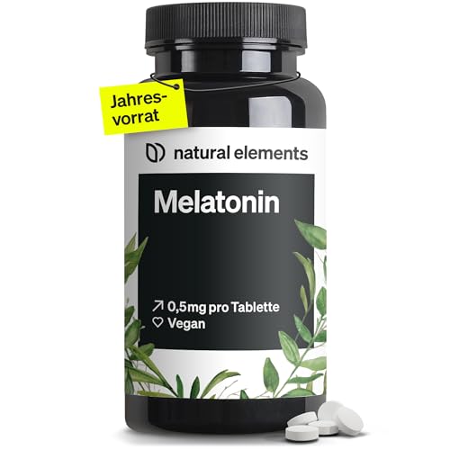 Melatonin – 365 Tabletten – 0,5mg Melatonin pro Tablette – hochdosiert – Ohne unerwünschte Zusätze – Laborgeprüft – Alternative zu Melatonin Einschlafspray - 100% vegan