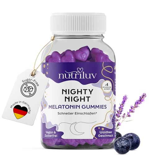 Nighty Night, Zuckerfreie Melatonin Gummies, 0,5mg Melatonin, 4 Pflanzenextrakte