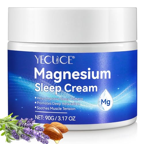 Magnesium Creme zum Schlafen, Magnesium Creme Lotion zur Beruhigung bei Beinkrämpfen, Beruhigungscreme mit Original Zechstein Magnesium, Mandelöl & Vitamin E, Magnesium Salbe zum Schmerzberuhigung