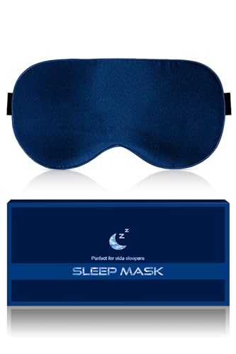 Aosun Seiden Schlafmaske für Seitenschläfer, 22 Momme, 100% Reine Natürliche Bio Maulbeerseide Augenmaske, Verdunkelung Schlafbrille mit Verstellbarem Stirnband für Herren, Frauen, Kinder