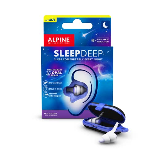 Alpine SleepDeep Weiche Gel Ohrstöpsel zum Schlafen - Revolutionäres 3D Gel für maximalen Komfort und Dämpfung - Weich für Seitenschläfer - Reduzieren Schnarchgeräusche (M)