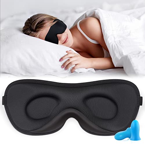 Boniesun Ultradünne Schlafmaske für Frauen & Männer, Schlafmaske für Seitenschläfer Verdunklungs-Augenmaske zum Schlafen Glatte Hautfreundliche Kühlende 3D Konturierte Schalen-Augenbinde