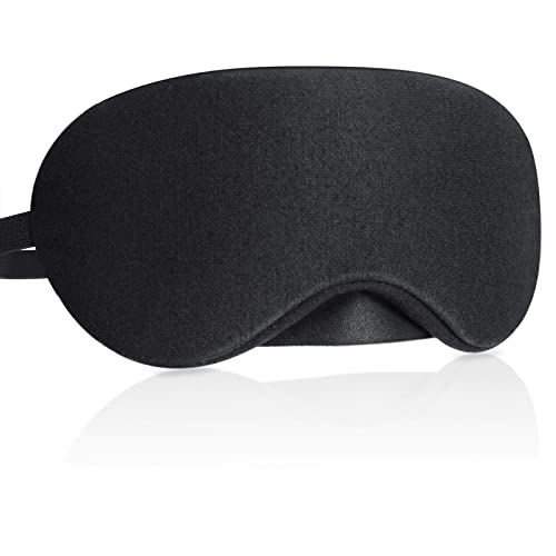 Gritin Schlafmaske aus Baumwolle, Lichtblockierende Nachtmaske Augenmaske (2022 Neuestes Nasenanpassungs Design)-Weich und Bequem Schlafbrille mit Verstellbarem Riemen und Ohrstöpsel für Männer/Frauen
