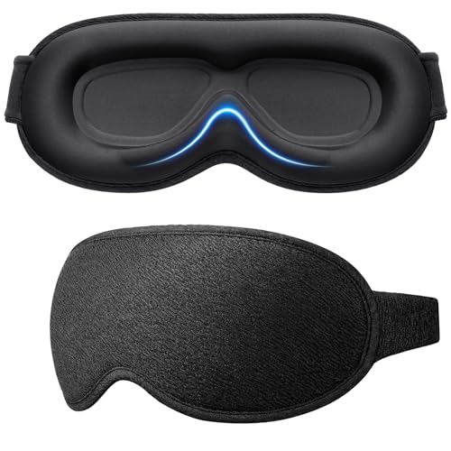 Gritin Schlafmaske für Frauen & Herren, 2024 Atmungsaktive 3D Schlafbrille für Seitenschläfer 100% Lichtblockierend, Bequeme & Ergonomisches Design mit Memory Foam Augenmaske für Reisen