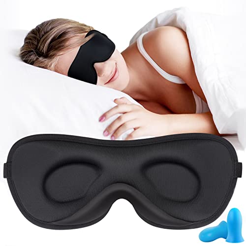 Boniesun Ultradünne Schlafmaske für Frauen & Männer, Schlafmaske für Seitenschläfer Verdunklungs-Augenmaske zum Schlafen Glatte Hautfreundliche Kühlende Seide 3D Konturierte Schalen-Augenbinde